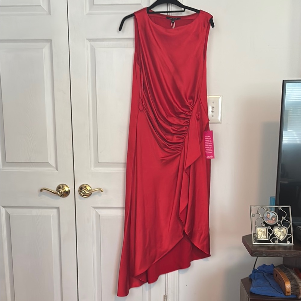 Alex Marie Red Asymmetrical Sleeveless Cocktail Dress